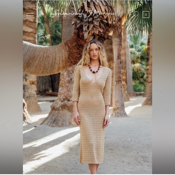 Savannah Morrow Winona open-knit Pima cotton midi dress Size small. NWT - Picture 1 of 10